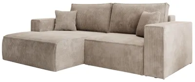 Produktbild von Selsey Farese Mini – Ecksofa mit Cordbezug, Schlaffunktion und Stauraum, Beige, links