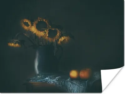 Produktbild von MuchoWow® Poster Sonnenblumen - Malerei - Stilleben - Blumen - Farbe 120x90 cm - Wandbild