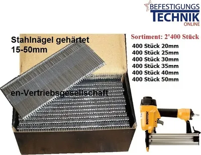 Produktbild von Stahlbrads Sortiment Nägel Fußleistennagler Freeman LDFST50 Tjep ST-15/50 Bostitch SB HC50 FN  BR-0