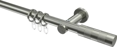 Produktbild von Interdeco Gardinenstange / Vorhangstange Edelstahl-Optik, Typ Platon Mavell (Zylinder Bicolor), 20 mm Ø 1-läufig, 100 cm