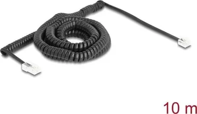 Produktbild von Delock Telefonkabel Spiralkabel RJ11 Stecker zu RJ45 schwarz 10 m (88482)
