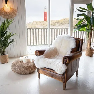 Produktbild von Unyqoos® Skéépe Texel Schaffell – echtes Schaffell aus Texel-Wolle, naturweiß, XL 120x75 cm – für Stuhl, Sofa & als Teppich