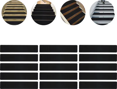 Image de 15pcs Tapis d'escalier, Tapis antidérapant confort pour marches d'escalier, Tapis rectangulaire pour marches d'escalier, Noir