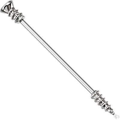 Produktbild von Autiga® Industrial Stab Piercing Ohr Stecker Schraube Screw Straight Barbell Hantel silber 1,6 mm 38 mm