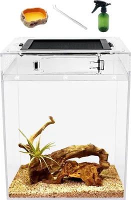 Produktbild von Tall Terrarium Set - Reptilienbecken - Geeignet für Reptilien und Amphibien - 20 x 20 x 28 cm
