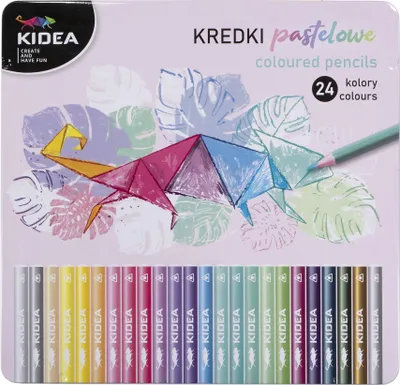 Image de Crayons de couleur 24 couleurs pastel dans une boîte en métal Kidea