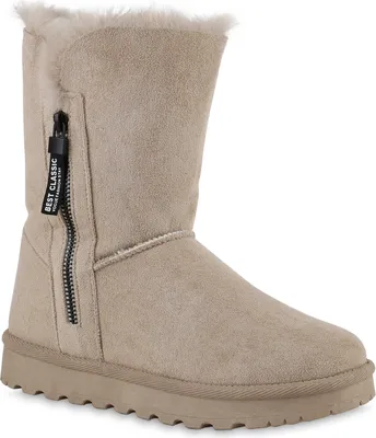 Produktbild von VAN HILL Damen Warm Gefütterte Winter Boots Stiefeletten Kunstfell Schuhe 839666, Farbe: Beige, Größe: 41