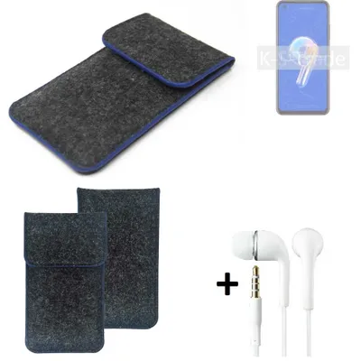 Produktbild von K-S-Trade Handy Schutz Hülle kompatibel mit Asus Zenfone 9 Schutzhülle Handyhülle Filztasche Pouch Tasche Case Sleeve Filzhülle dunkelgrau, blauer