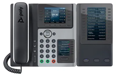 Produktbild von HP Poly Edge E400 IP Telefon und PoE-fähig, IP-Telefon, Schwarz, Kabelgebundenes Mobilteil, 8 Zeilen, IPS, 8,89 cm (3.5")