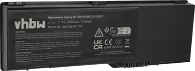 Produktbild von vhbw Akku Ersatz für Dell 0HJ588, 0HJ607, 0GG574, 0GU479, 0KD476, 0MJ365, 0HK421, 0JN149, 0GD761, 0MJ456 für Notebook (6600 mAh, 11,1 V, Li-Ion)