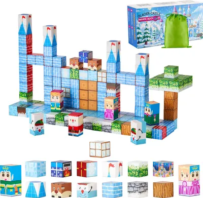 Produktbild von VEVOR Magnetische Bausteine, 150-teiliges Gletscherburg-Set, Magnetblöcke, STEM Montessori-Sensorikspielzeug als Weihnachts- & Geburtstagsgeschenk, Konstruktions-Stapelspielzeug, ab 3 Jahren