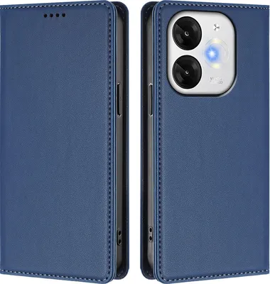 Image de Etui en cuir pour itel A80, étui magnétique en cuirPolyuréthaneavec support Bleu foncé