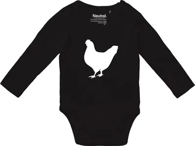 Produktbild von Huuraa Baby Body Huhn Silhouette 80 Black  Baumwolle Fairtrade Langarmbody Geschenkidee