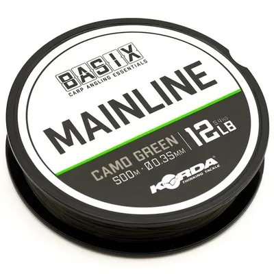 Produktbild von Korda Basix Main Line Camo Green - 500m Karpfenschnur, Durchmesser/Tragkraft:0.40mm / 15lbs / 6.8kg Tragkraft
