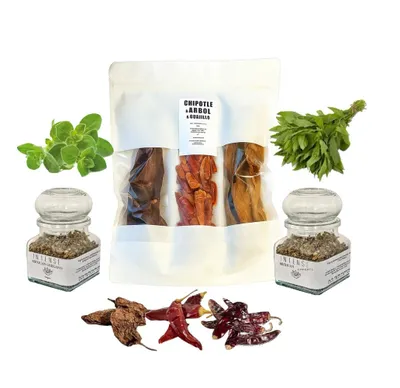 Produktbild von Tripack Guajillo Arbol smoked Chipotle Epazote 20g Mex. Oregano 20g