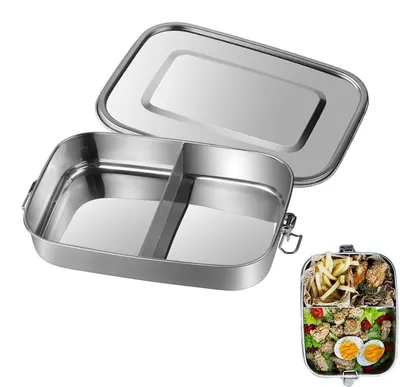 Edelstahl Lunchbox 800 ml, auslaufsicher, zwei Fächer