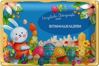 Produktbild von Blechschild Ostern Ostergrüße 30x20cm SCHMALKALDEN