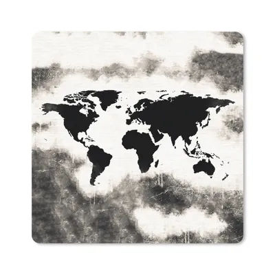 Produktbild von MuchoWow® Mauspad Mousepad Weltkarte - Schwarz - Holz 30x30 cm - Mousepads - Maus Mat - Pad - Mausunterlage - Gaming