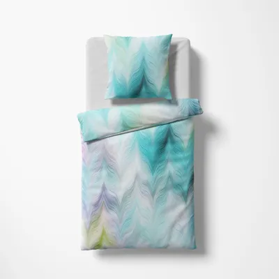 Produktbild von Fleuresse Mako-Satin Bettwäsche 135x200 Wellen Zickzack eisblau 114410-02