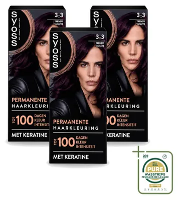 Image de 3 x Coloration permanente SYOSS 3-3 - Violet tendance - Pack économique - 3 pièces
