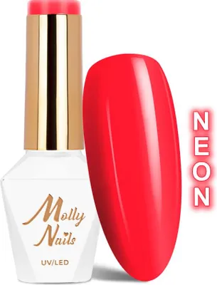 Obrázek produktu pro Molly Nails Neons Neonově červený hybridní lak na nehty bez HEMA/Di-HEMA, 8 g, č. 77