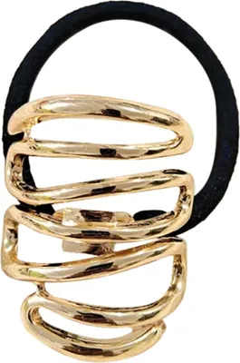 Produktbild von Haargummi mit silberner grafischer Spiral-Schleife