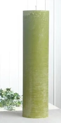 Produktbild von Rustik-Stumpenkerze in Pistaziengrün, 40 x 10 cm Ø