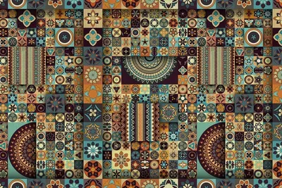 Produktbild von Vinyl-Terrassenteppich Patchwork bedruckte Ziermatte 100x150