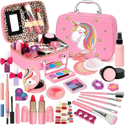 Produktbild von Kinderschminke Set Mädchen Waschbar Schminkkoffer Make Up Geburtstage Weihnachten für Mädchen 3-9 Jahre