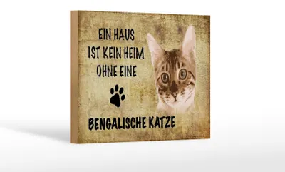 Produktbild von Holzschild Spruch 18x12cm Bengalische Katze ohne kein Heim