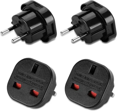 Productafbeelding van 2 Stuks Reisadapters, UK Naar DE Adapterstekker, 3-Polig naar 2-Polig EU-Stopcontact
