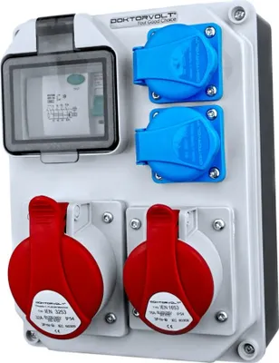 Immagine prodotto di Distributore di corrente da cantiere RCD HL-FI 1x16A 1x32A 2x230V Distributore di corrente Doktorvolt 7242