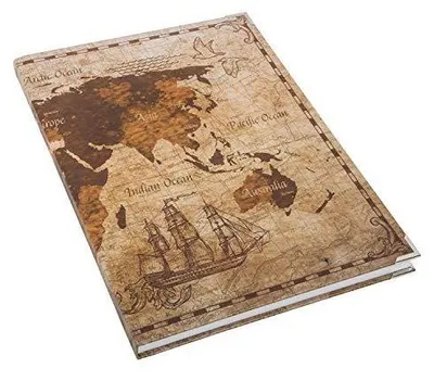 Produktbild von DIN A4 Notizbuch vintage mit Weltkarten-Motiv braunMit Metallecken