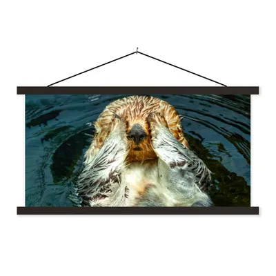 Produktbild von MuchoWow® Textilposter Otter im Wasser 90x45 cm mit schwarzem Rahmen - Klemmleisten