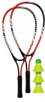 Produktbild von Best Sporting Power Badminton-Set I Federball-Set mit 2 Schläger orange/schwarz & 3 neongelbe Bälle I Speed-Badminton Set Erwachsene & Kinder inkl. Tragetsche, 10202487