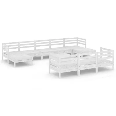 Produktbild von vidaXL 11-tlg. Garten-Lounge-Set Weiß Massivholz Kiefer