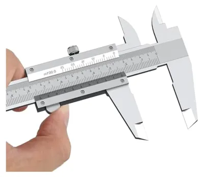 Produktbild von Messschieber 150 mm mit Feststellschraube aus Edelstahl, analoge Schieblehre mit 0,02 mm Genauigkeit, Doppelskala für präzise Messungen