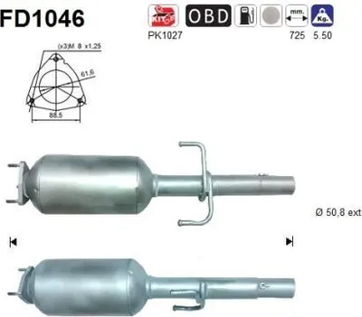 Produktbild von AS FD1046 Dieselpartikelfilter Rußpartikelfilter DPF für FIAT PANDA (169) Abgasanlage Diesel
