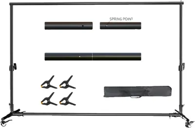 Zdjęcie produktu dla Rama stojaka na tło, regulowana szerokość 71 cm-340 cm, maksymalna wysokość 270 cm, kółka 2x3M