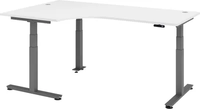 Produktbild von bümö Schreibtisch elektrisch XDSM - Nachbildung: Weiß, Gestell: Graphit, Größe: Eckschreibtisch 200 x 120 cm