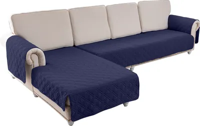 Produktbild von 2er Set Sofabezug L-Form Sofaschoner Universal Wasserdicht Reversibel Gesteppte Gepolsterter Sofaschutz Sofaüberwurf Möbelschutz, Größe: XL, Blau