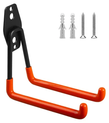 Obrázok produktu pre Hák na zavesenie – oceľový držiak na stenu garáže – max. 50 kg – čierna/oranžová