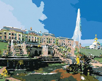 Obrázok produktu pre Zuty - Maľovanie podľa čísel - FONTÁNA PRED KONGRESOM, 40x50 cm, vypnuté plátno na rám