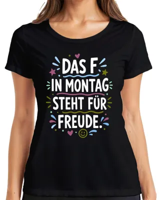 Immagine prodotto di La maglietta da donna, colore nero, taglia S, con la scritta "F" che rappresenta: gioia, divertimento, ironia, affermazione, sarcasmo