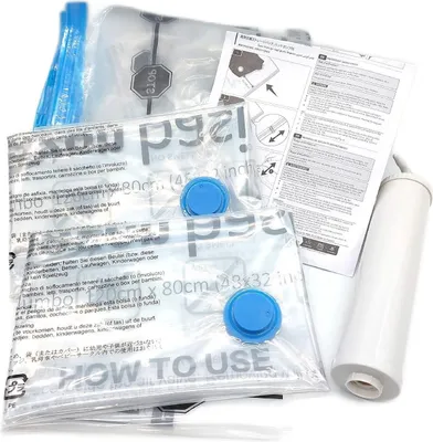 Image de Amazon Basics Sacs de compression sous vide Sacs de rangement Pompe à main Système d'organisation à domicile