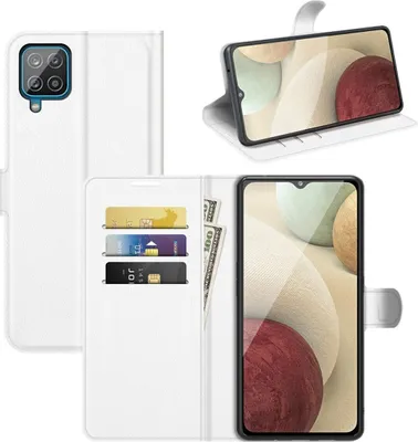 Productafbeelding van König Design hoesje, compatibel met Samsung Galaxy A22 4G, kunstleren telefoonhoesje - telefoonhoesje, wit