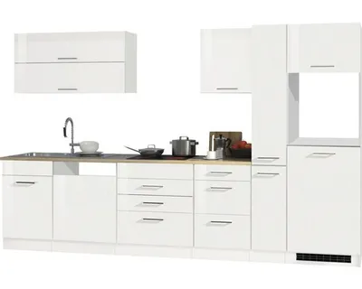 Produktbild von Held Möbel Küchenzeile ohne Geräte Mailand 330 cm weiß hochglanz zerlegt Variante reversibel 624.1.6210