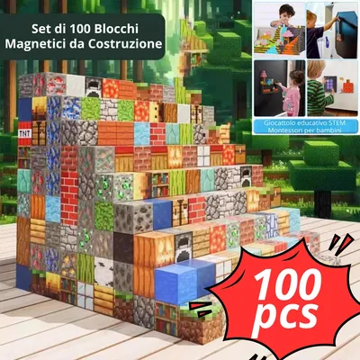 Immagine prodotto di Blocchi Magnetici 100 Pezzi – Set di Costruzioni Magnetiche STEM Montessori per Bambini, Gioco Educativo Creativo DIY