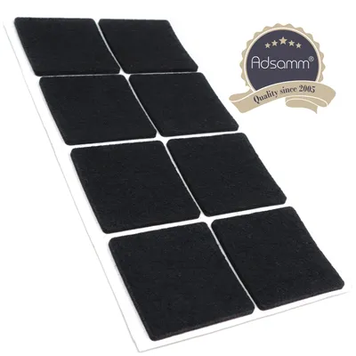 Produktbild von Adsamm® | 8 x selbstklebende Filzgleiter / Schwarz / 50x50 mm / quadratisch / Möbelgleiter aus Filz mit 3.5 mm Stärke