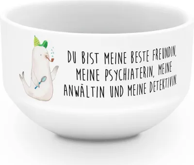 Produktbild von Mr. & Mrs. Panda salatschälchen Robbe Sherlock - Weiß - Geschenk, reisschüssel, Obstschale, Müslischale, schale, Müsli, Suppenschüssel, Gute Laune